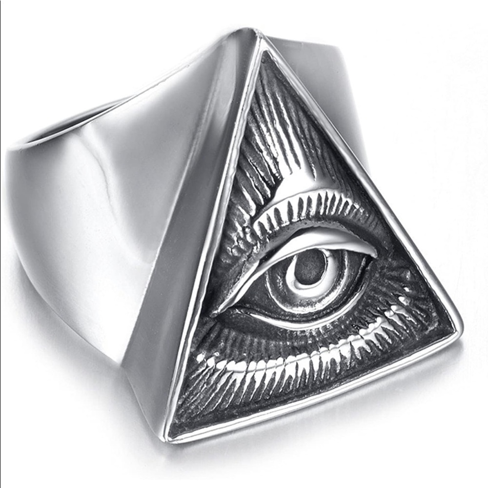 JAJAFOOK Men's Full Eyes Silver Ring, Gothic Sz 13